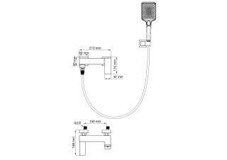 Смеситель для ванны с душем Wonzon & Woghand Cube 2.0 WW-88037068-MB чёрный матовый